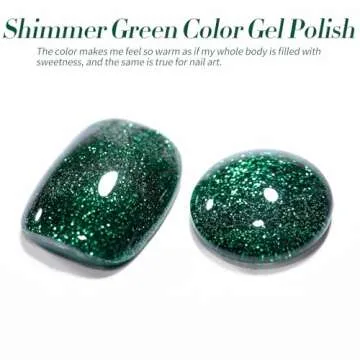 Born Pretty Christmas Glitter Green Gel Nail Polish Shimmer Green Hema-Free Color Gel Polish Nail Art Design Manicure Salon DIY Home 15ml