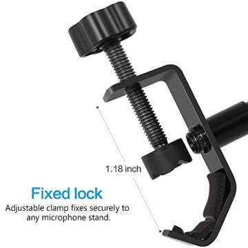 Microphone Pop Filter for Blue Yeti and Other Mic, Dual Layered Wind Pop Screen with Flexible 360° Gooseneck Clip Stabilizing Arm