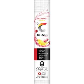 CELSIUS On-the-Go Powder Stick, Combo Pack of Dragonfruit Lime and Cranberry Lemon, 28 Piece Assortment