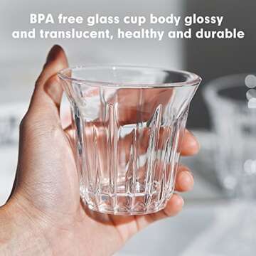 Bincoo Glass Coffee Mug Set 2x90ML, Clear Glass Coffee Mugs with Wooden Coasters, Coffee, Cappuccino...