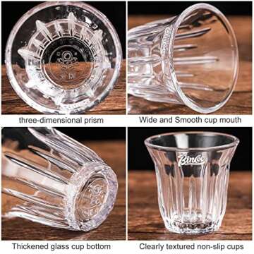 Bincoo Glass Coffee Mug Set 2x90ML, Clear Glass Coffee Mugs with Wooden Coasters, Coffee, Cappuccino, Latte, Espresso Glass Cup Heat Resistant