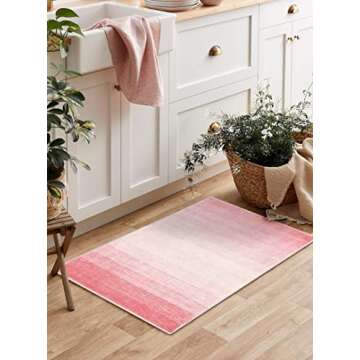 Wonnitar Modern Ombre Small Rug, 2x3 Pink Bathroom Rugs, Contemporary Kitchen Rugs and Mats Washable...