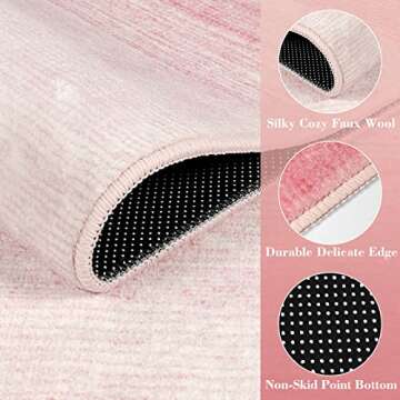 Wonnitar Modern Ombre Small Rug, 2x3 Pink Bathroom Rugs, Contemporary Kitchen Rugs and Mats Washable, Non-Slip Soft Gradient Bedroom Accent Throw Floor Carpet for Bedside Bath Dorm (Pink,2'x3')