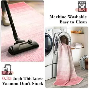 Wonnitar Modern Ombre Small Rug, 2x3 Pink Bathroom Rugs, Contemporary Kitchen Rugs and Mats Washable, Non-Slip Soft Gradient Bedroom Accent Throw Floor Carpet for Bedside Bath Dorm (Pink,2'x3')