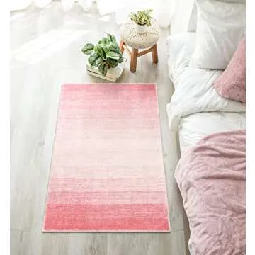 Wonnitar Modern Ombre Small Rug, 2x3 Pink Bathroom Rugs, Contemporary Kitchen Rugs and Mats Washable, Non-Slip Soft Gradient Bedroom Accent Throw Floor Carpet for Bedside Bath Dorm (Pink,2'x3')