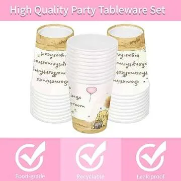 Winnie Baby Shower Decorations for 24 Guests - 168pcs