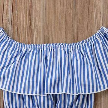 MAINESAKA Toddler Girl Stripe Off-Shoulder Tube Top + Pant Set Outfit (Blue(Skirt Set), 6-12Months)