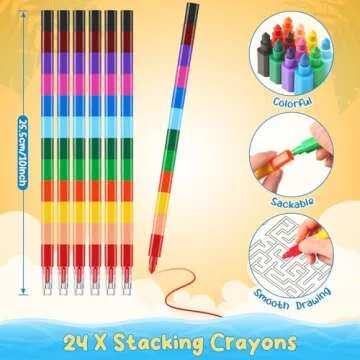 BenLouis Coloring Books for Kids With Stacking Crayons Set Mini Coloring Books Bulk for Ages 4-8-12 Small Activity Books for Birthday Party Gifts Goodie Bags Stuffers Travel（24+24Pcs Classic）