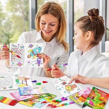 BenLouis Coloring Books for Kids With Stacking Crayons Set Mini Coloring Books Bulk for Ages 4-8-12 Small Activity Books for Birthday Party Gifts Goodie Bags Stuffers Travel（24+24Pcs Classic）