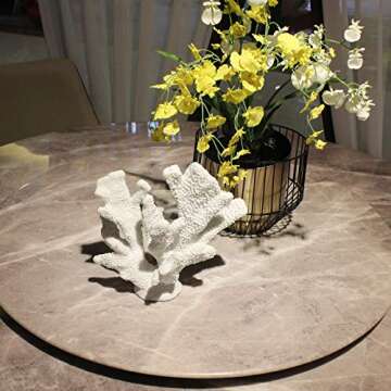 ALIWINER White Coral Decor White Coral Reef, Faux Artificial Coral Statue, Nautical Decor for Beach Theme Home, Wedding, Tabletop Decoration for Home Living Room Decor