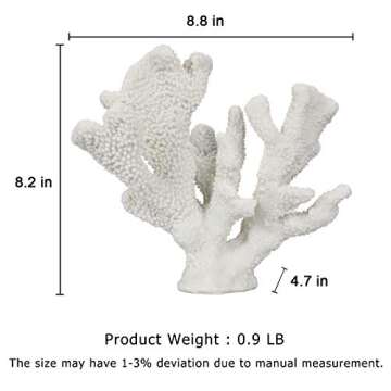 ALIWINER White Coral Decor White Coral Reef, Faux Artificial Coral Statue, Nautical Decor for Beach Theme Home, Wedding, Tabletop Decoration for Home Living Room Decor