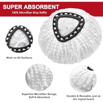 4 Pack Microfiber Mop Heads for Ocedar Spin Mop System