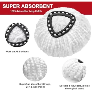 4 Pack Microfiber Mop Heads for Ocedar Spin Mop System