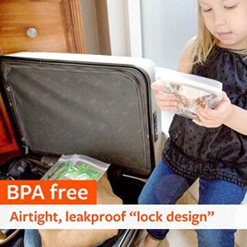 Full Circle Ziptuck Reusable Lunch Bag - Multi-Use Leak-Free Food-Safe Storage Bag, BPA-Free – Set of 2 Lunch Bags, Girl Heroes