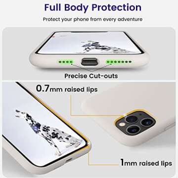 OTOFLY Compatible with iPhone 11 Pro Max Case,Ultra Slim Fit iPhone Case Liquid Silicone Gel Cover with Full Body Protection Anti-Scratch Shockproof Case (White Stone)