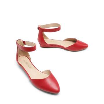 DREAM PAIRS Women's Low Wedge Ankle Strap Dress Flats Shoes - Comfortable and Trendy