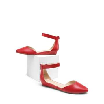 Stylish DREAM PAIRS Low Wedge Ankle Strap Flats for Women