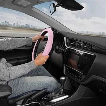 BDK Ultra Soft Pink Steering Wheel Cover - Cute & Comfy