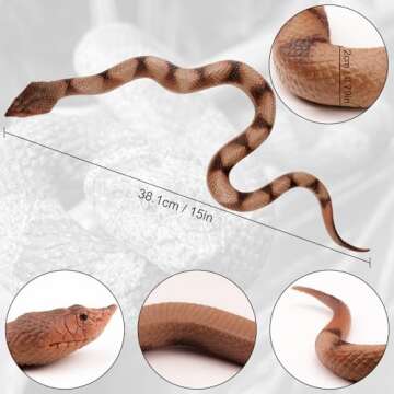 Porgaten Fake Snakes Rubber Snake Realistic Keep Birds Away, 2 Packs Plastics Snake That Look Real f...