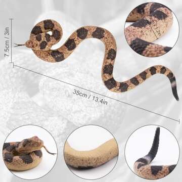 Porgaten Fake Snakes Rubber Snake Realistic Keep Birds Away, 2 Packs Plastics Snake That Look Real for Garden Props to Keep Birds Away, Novelty Toys for Playing Jokes Snake Toys for Party Favors