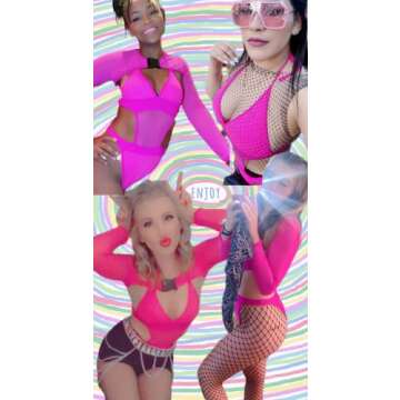 Rave Outfits for Womens - EDC Festival Neon Bodysuit Long Swimsuits Mesh Buckle Shrug Crop Top Club Party 2 Pcs Set(Rose,M,1017e)