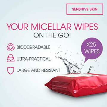 Bioderma Sensibio H2O Biodegradables Wipes Cleansing and MakeUp Removing Skin Soothing for Sensitive...