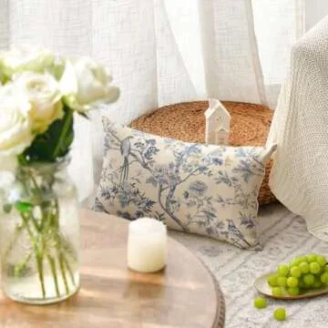 AVOIN colorlife Chinoiserie Trees and Birds Blue and White Throw Pillow Cover, 12 x 20 Inch Cushion Case Indoor Outdoor Decoration for Sofa Couch Farmhouse