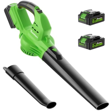 SUNCHERS 20V Cordless Leaf Blower - 135MPH Power, 2 Batteries, Charger, Lightweight, 2 Tubes for Eas...