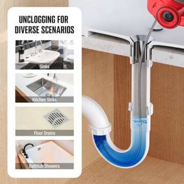 POPULO 20V Electric Cordless Drain Auger – 25Ft Auto-Feed Plumbing Snake with 2.0Ah Battery & Char...