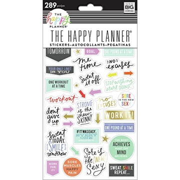 me & my BIG ideas Fitness Themed Planner Stickers - 5 Sheets of Fun Stickers for Health Goals