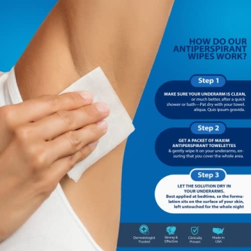 Maxim Antiperspirant Wipes for Women and Men | 7-Day Sweat Control