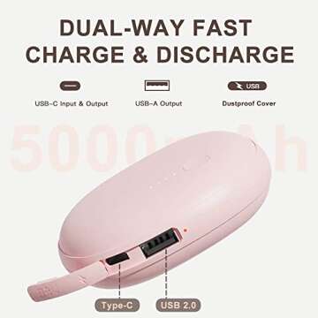 SURNEI Rechargeable Hand Warmer Portable with Lanyard 5200mAh Compact Power Bank Pocket Heater, Adjustable Temperature Handwarmers for Men Women Children Students Girls Camping Hiking Outdoor Warming
