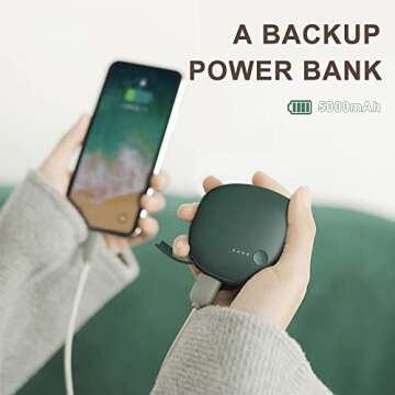 SURNEI Rechargeable Hand Warmer Portable with Lanyard 5200mAh Compact Power Bank Pocket Heater, Adjustable Temperature Handwarmers for Men Women Children Students Girls Camping Hiking Outdoor Warming