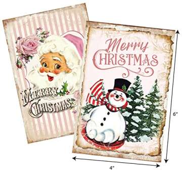 Quera Christmas Vintage Greeting Cards 27PCS Bulk Christmas Cards Snowman Santa Family Merry Christm...