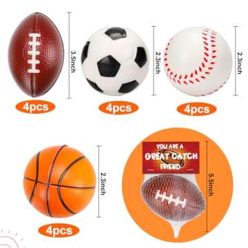 Thremhoo 16 PCS Stress Balls Foam Bouncy Balls for Kids Pinata Filler Goodie Bag Stuffers Easter Gifts Basketball Football Party Favor for 4-8 8-12 Treasure Box Toddler Bulk Toys Classroom Prizes