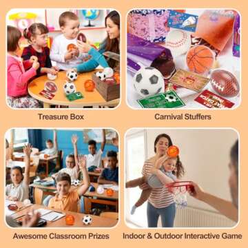 Thremhoo 16 PCS Stress Balls Foam Bouncy Balls for Kids Pinata Filler Goodie Bag Stuffers Easter Gifts Basketball Football Party Favor for 4-8 8-12 Treasure Box Toddler Bulk Toys Classroom Prizes