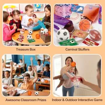 Thremhoo 16 PCS Stress Balls Foam Bouncy Balls for Kids Pinata Filler Goodie Bag Stuffers Easter Gifts Basketball Football Party Favor for 4-8 8-12 Treasure Box Toddler Bulk Toys Classroom Prizes