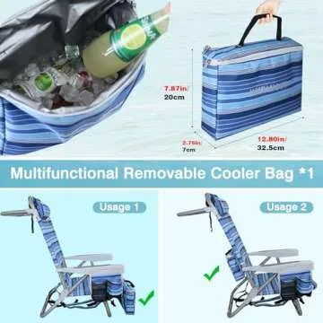 WKFAMOUT Backpack Folding Beach Chairs Set of 2 for Adults Heavy Duty 350Ibs with Camping Table Portable Lay Flat Beach Chair 5-Position Adjustable with Cooler Bag and Cup Holder