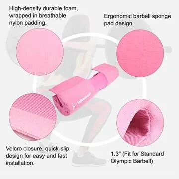 Inhomest Barbell Pad Squat Pad for Squats Hip Thrusts Lunges Glute - Neck & Shoulder Protective Pad with Nylon Padding Support, Fit for Smith Machine and Olympic Standard Weightlifting Cushion (Pink)