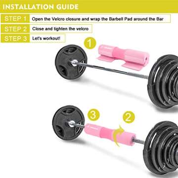 Inhomest Barbell Pad Squat Pad for Squats Hip Thrusts Lunges Glute - Neck & Shoulder Protective Pad with Nylon Padding Support, Fit for Smith Machine and Olympic Standard Weightlifting Cushion (Pink)