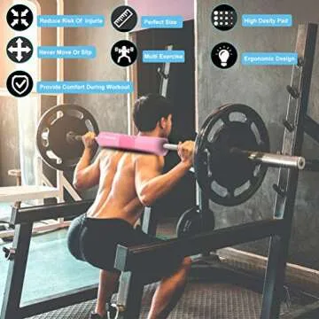 Inhomest Barbell Pad Squat Pad for Squats Hip Thrusts Lunges Glute - Neck & Shoulder Protective Pad with Nylon Padding Support, Fit for Smith Machine and Olympic Standard Weightlifting Cushion (Pink)