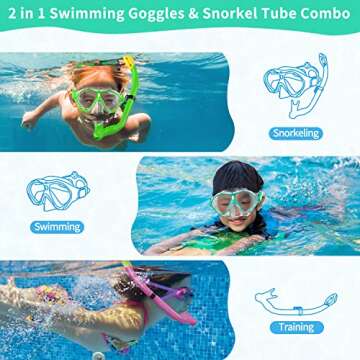 Gintenco Kids Snorkel Set, Diving Mask for Children as Unisex Kids Swimming Goggles, Anti-Fog Diving...