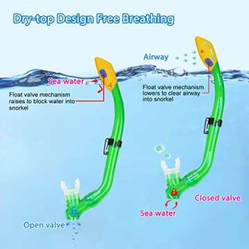 Gintenco Kids Snorkel Set, Diving Mask for Children as Unisex Kids Swimming Goggles, Anti-Fog Diving Mask and Dry Top Snorkel Combo Set for Junior and Youth