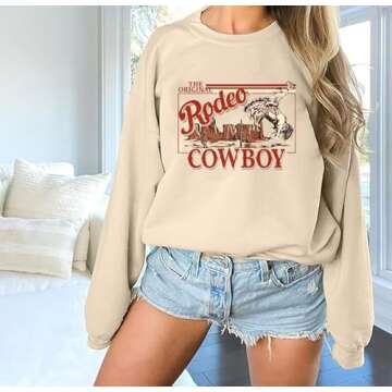 Vintage Western Sweatshirt Cowgirl Outfits for Concerts