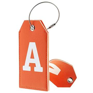 Toughergun Orange Initial Luggage Tag with Privacy Cover