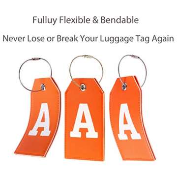 Toughergun Orange Initial Luggage Tag with Privacy Cover