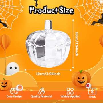 IEUDNS Glass Candy Jar Halloween Pumpkin Jar Trinket Organizer Clear Cookie Storage Jar with Lid Candy Bowl for Table Centerpieces