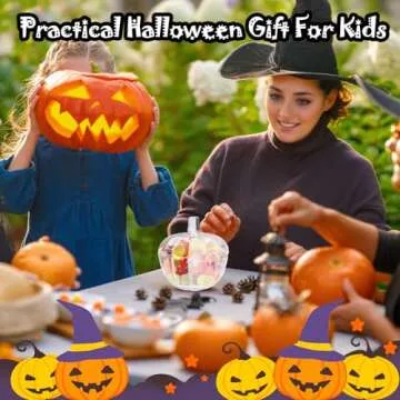 IEUDNS Glass Candy Jar Halloween Pumpkin Jar Trinket Organizer Clear Cookie Storage Jar with Lid Candy Bowl for Table Centerpieces