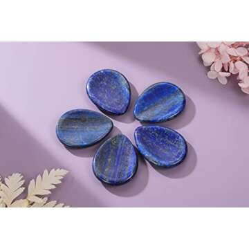 Jovivi Thumb Worry Stone - Palm Stones Pocket Natural Chakra Reiki Healing Crystals Therapy Geometry - Lapis Lazuli