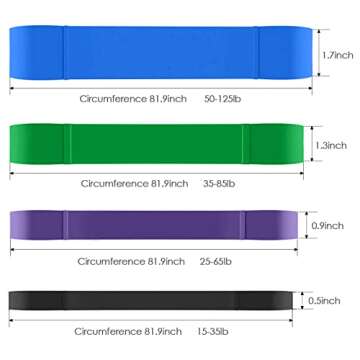 Resistance Bands Fitness Bands,4 Resistance Bands Set,Training Bands,Gymnastics Band,for Pull-up Fitness,Mobility Workouts, Strength Training,Home Fitness,Powerlifting,and Exercise with Carrying Bag